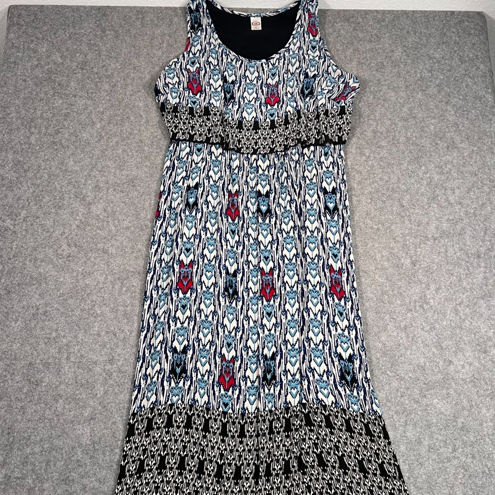 Bila Blue Aztec Tribal Printed Sleeveless Midi Tank Dress Women's Size XL